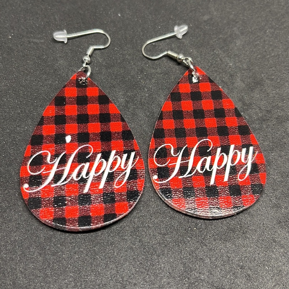 Earrings plaid Holliday happy‎